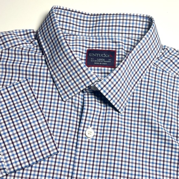 UNTUCKit Other - UNTUCKit Sheldrake Performance Nylon Gingham Check Men L Button Up Stretch Shirt